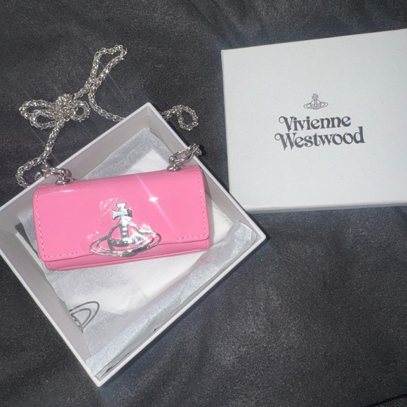 Vivienne Westwood Pink Lipstick Bag with Silver Chain - Picture 5 of 6